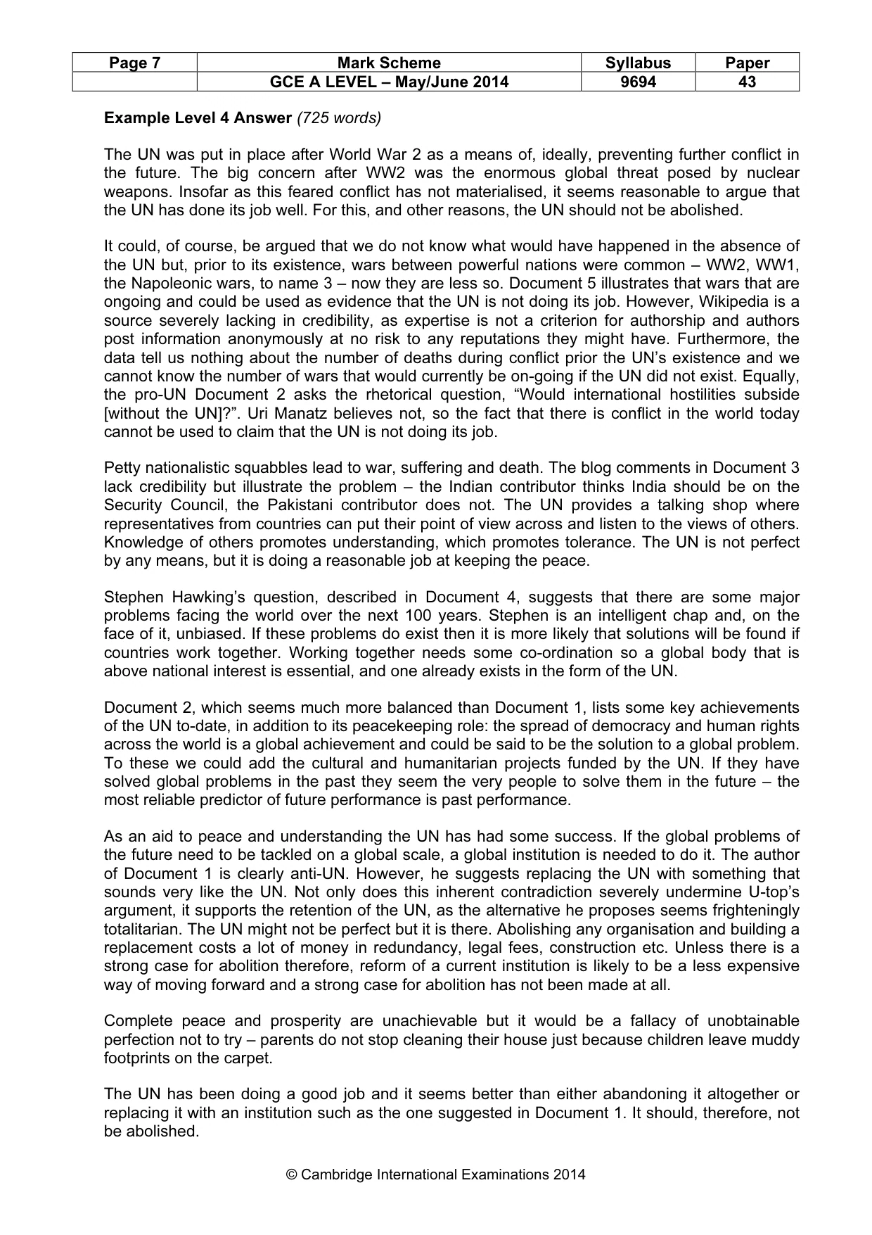 Mark scheme, page 7 of 7