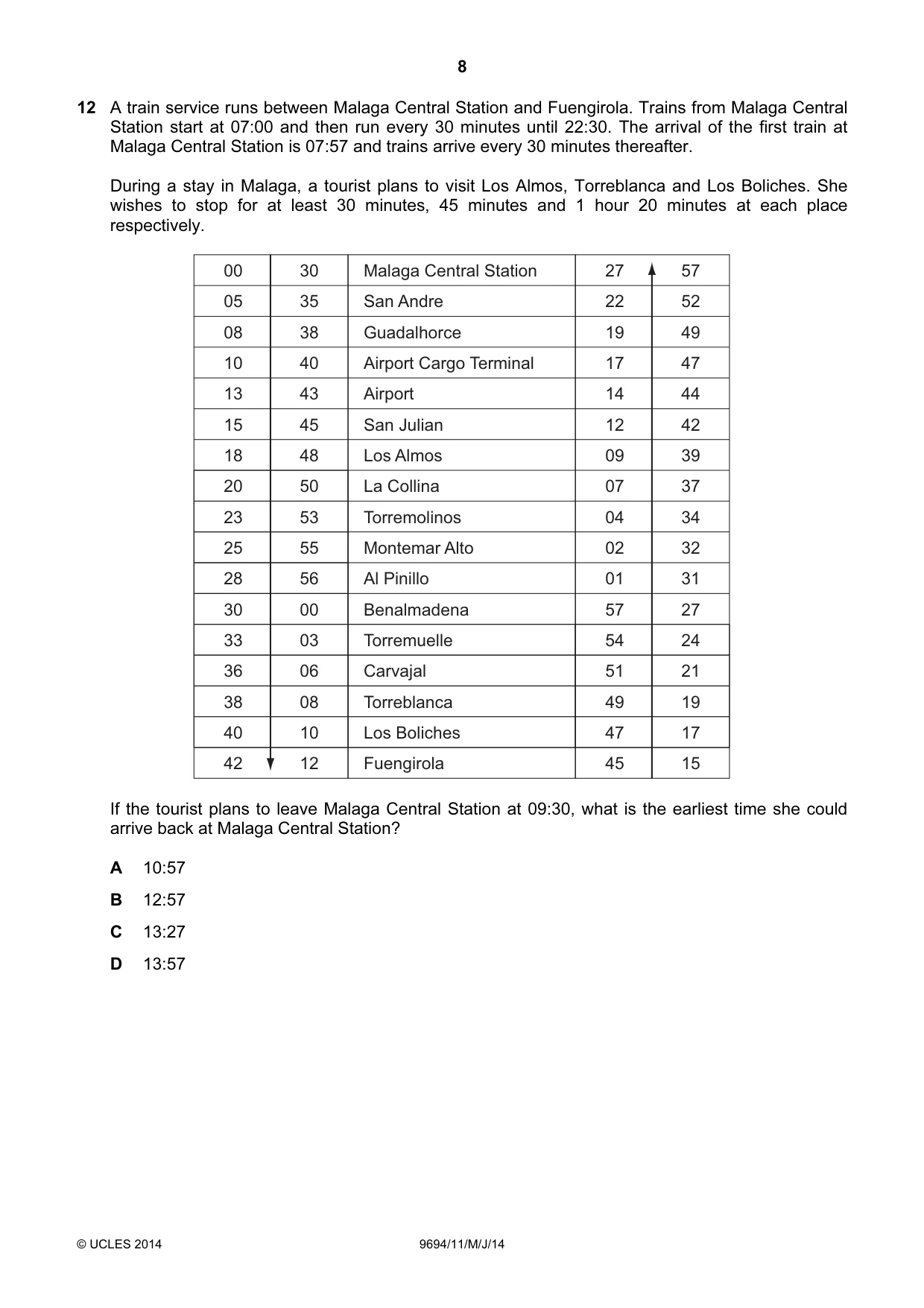 Cambridge A Level Thinking Skills 9694 2014 May/June Paper 1 · Variant 1 question paper, page 8 of 20