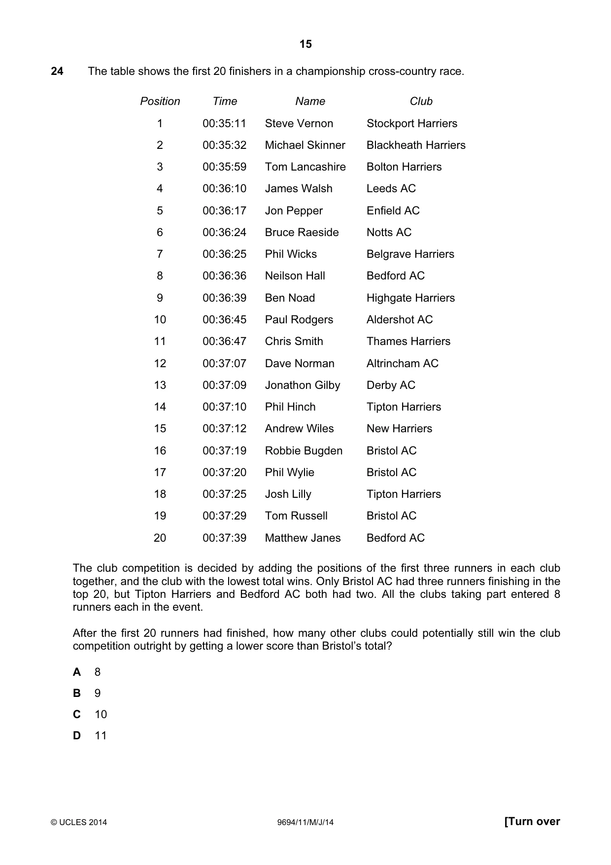 Cambridge A Level Thinking Skills 9694 2014 May/June Paper 1 · Variant 1 question paper, page 15 of 20