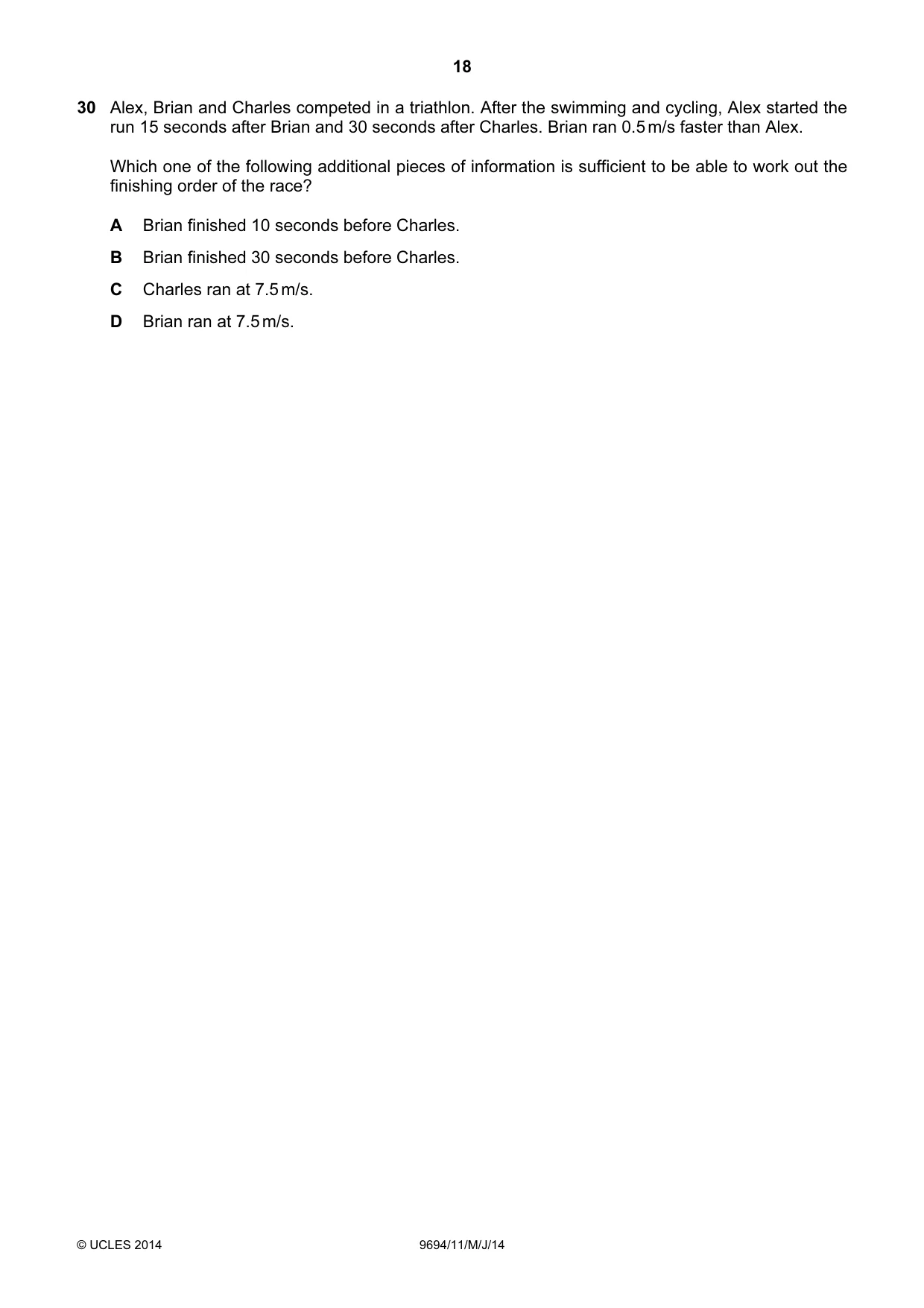 Cambridge A Level Thinking Skills 9694 2014 May/June Paper 1 · Variant 1 question paper, page 18 of 20