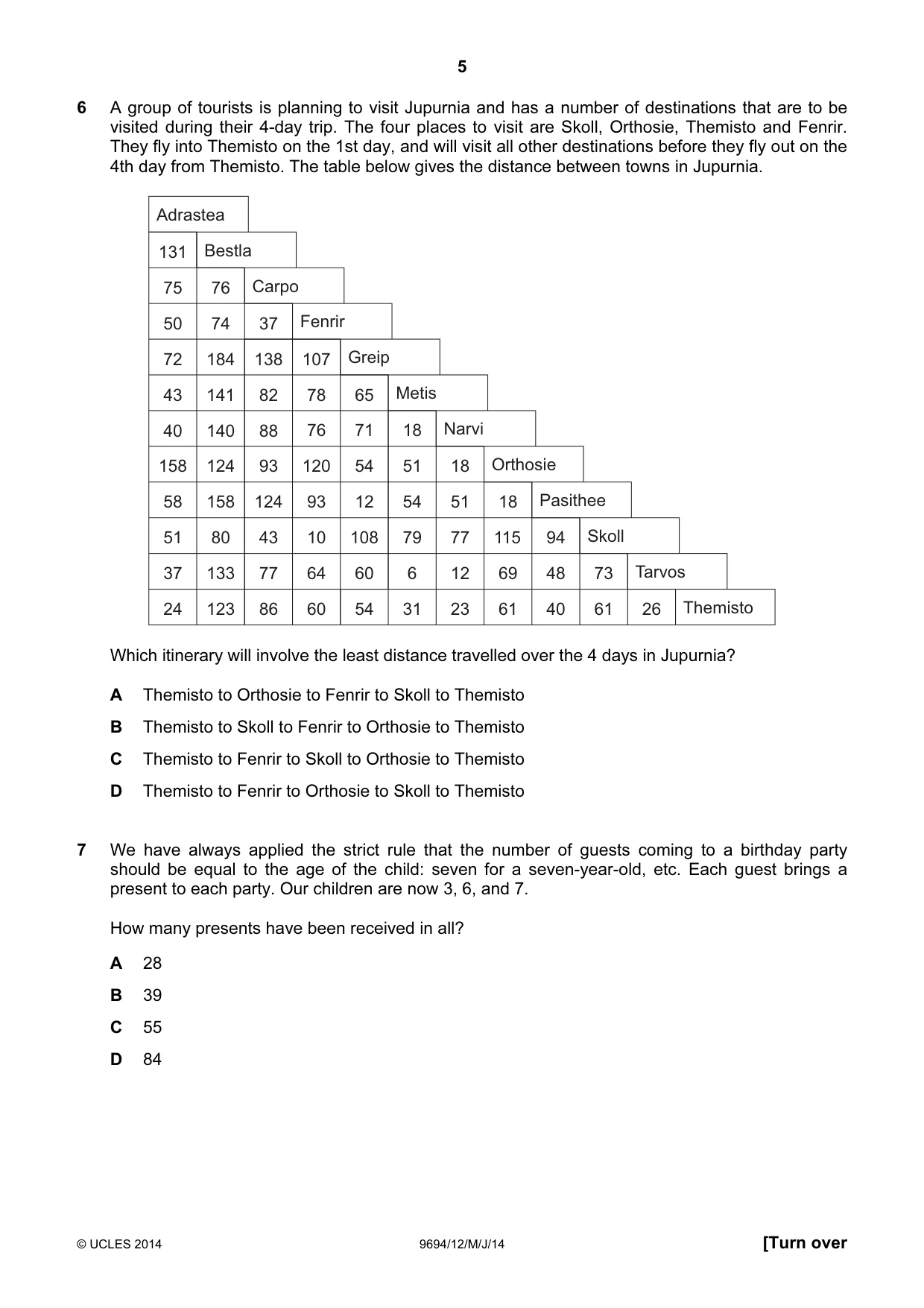 Cambridge A Level Thinking Skills 9694 2014 May/June Paper 1 · Variant 2 question paper, page 5 of 16