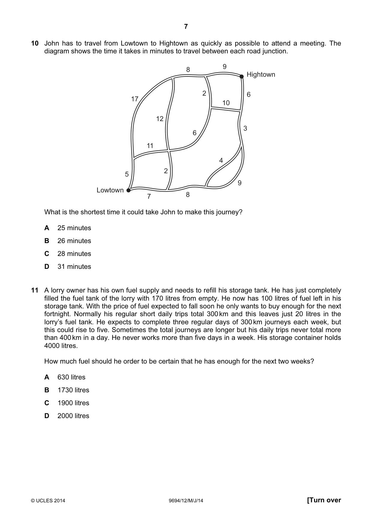 Cambridge A Level Thinking Skills 9694 2014 May/June Paper 1 · Variant 2 question paper, page 7 of 16