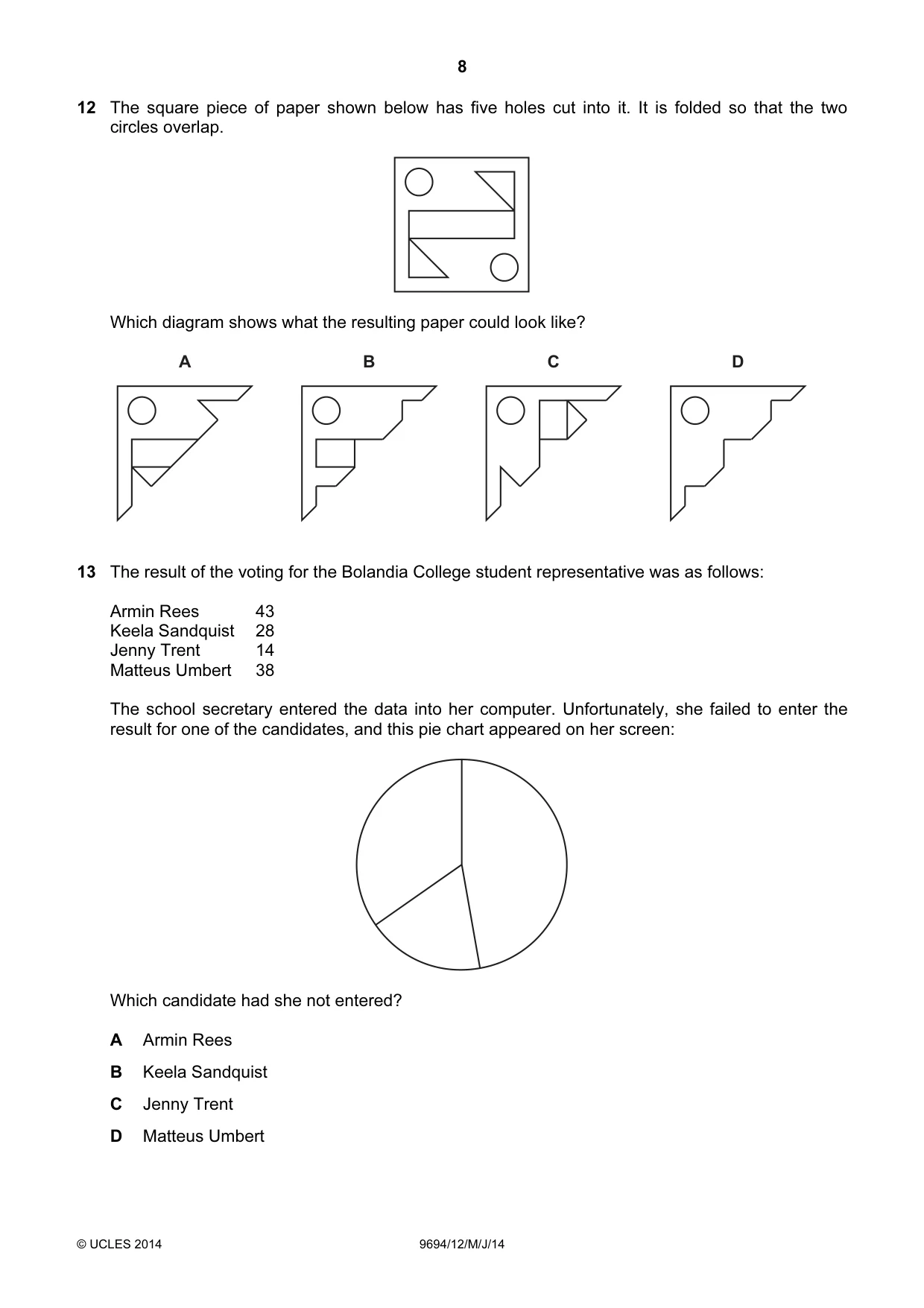 Cambridge A Level Thinking Skills 9694 2014 May/June Paper 1 · Variant 2 question paper, page 8 of 16