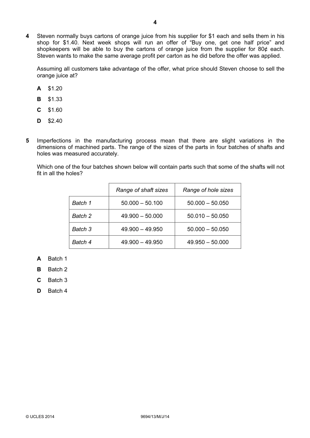 Cambridge A Level Thinking Skills 9694 2014 May/June Paper 1 · Variant 3 question paper, page 4 of 20