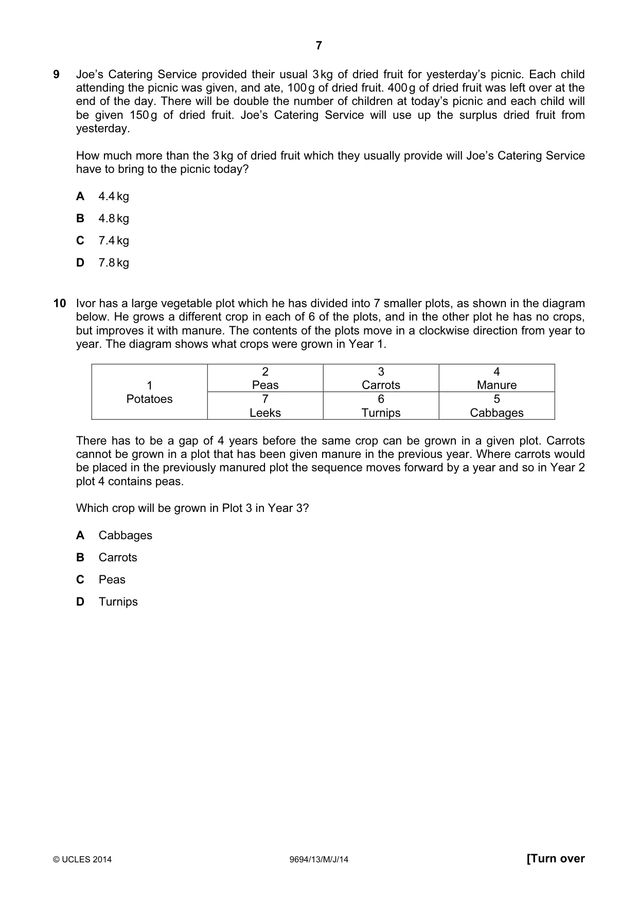 Cambridge A Level Thinking Skills 9694 2014 May/June Paper 1 · Variant 3 question paper, page 7 of 20