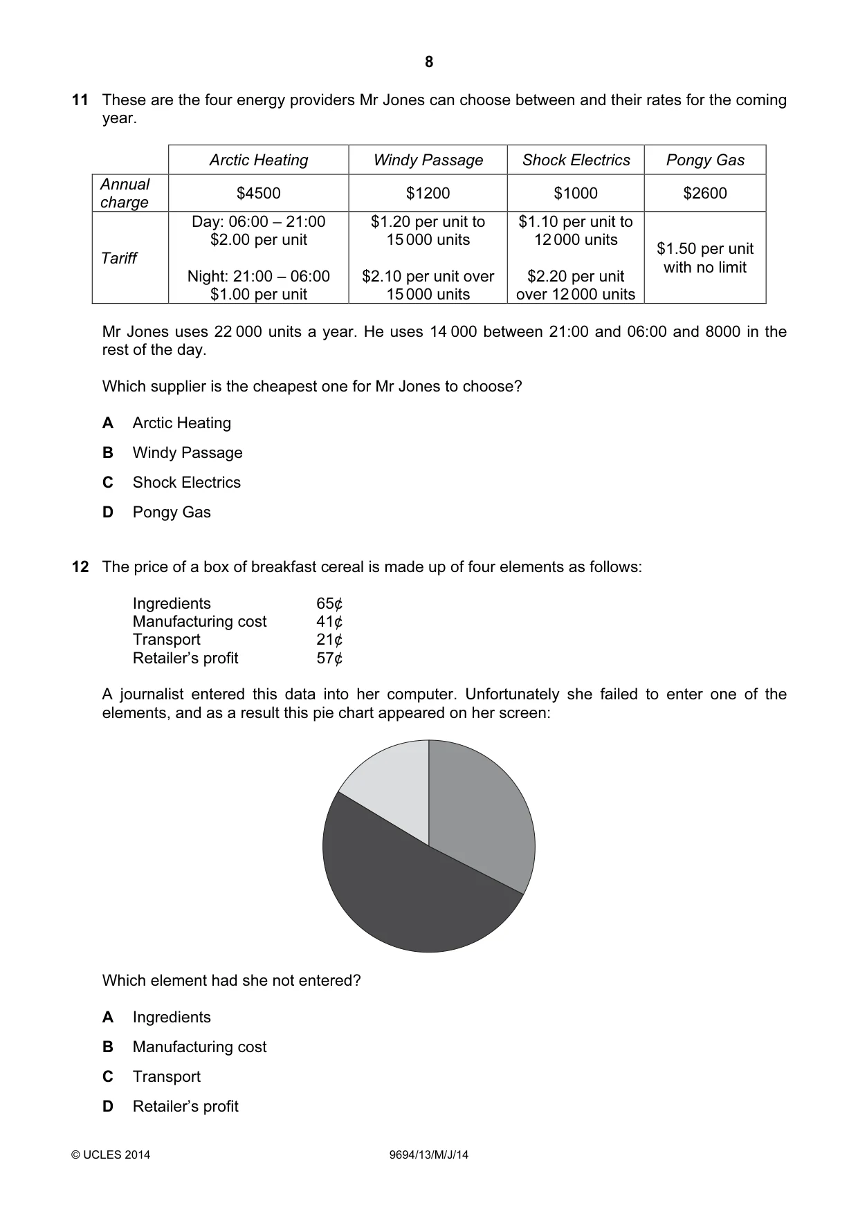 Cambridge A Level Thinking Skills 9694 2014 May/June Paper 1 · Variant 3 question paper, page 8 of 20