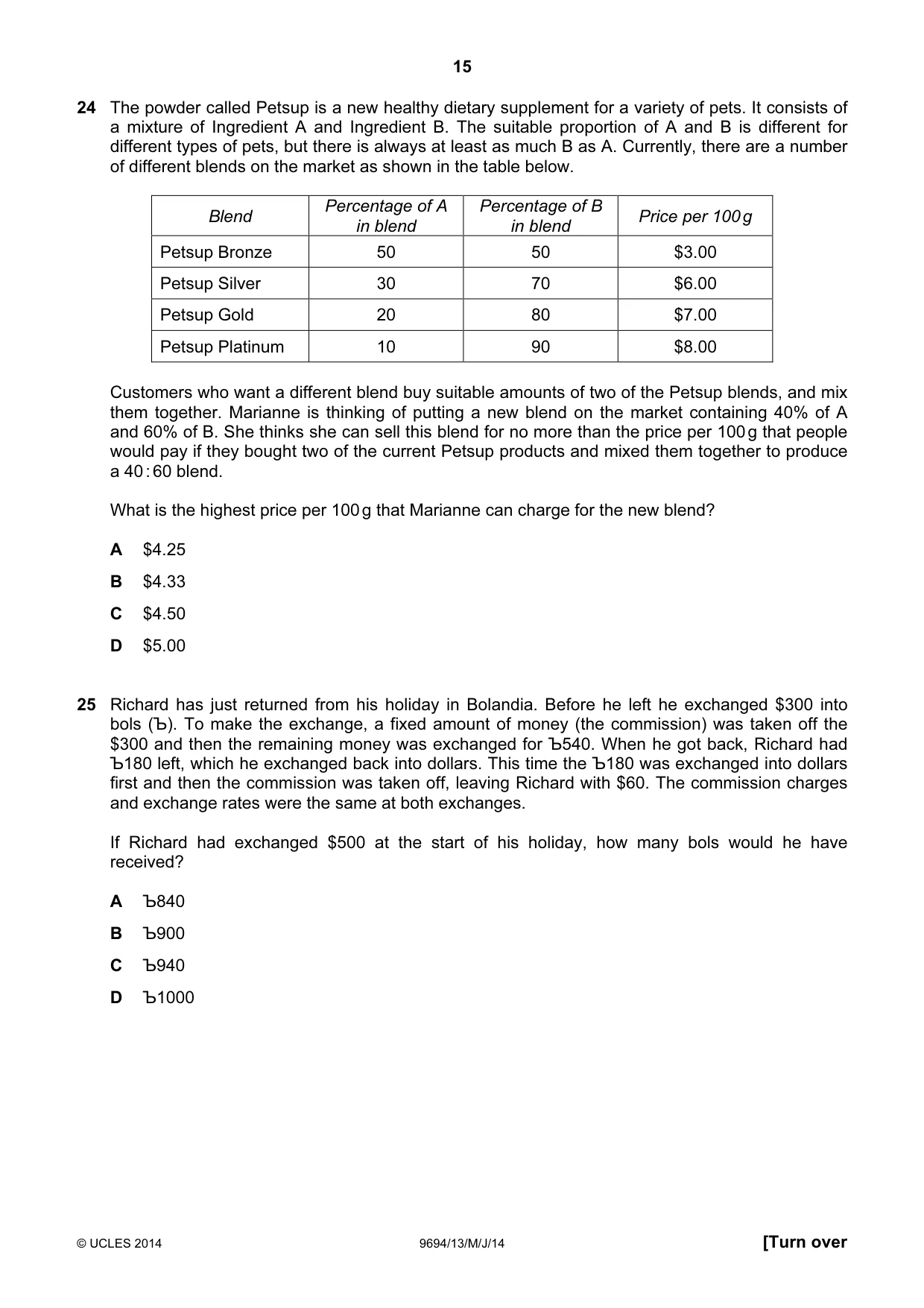 Cambridge A Level Thinking Skills 9694 2014 May/June Paper 1 · Variant 3 question paper, page 15 of 20
