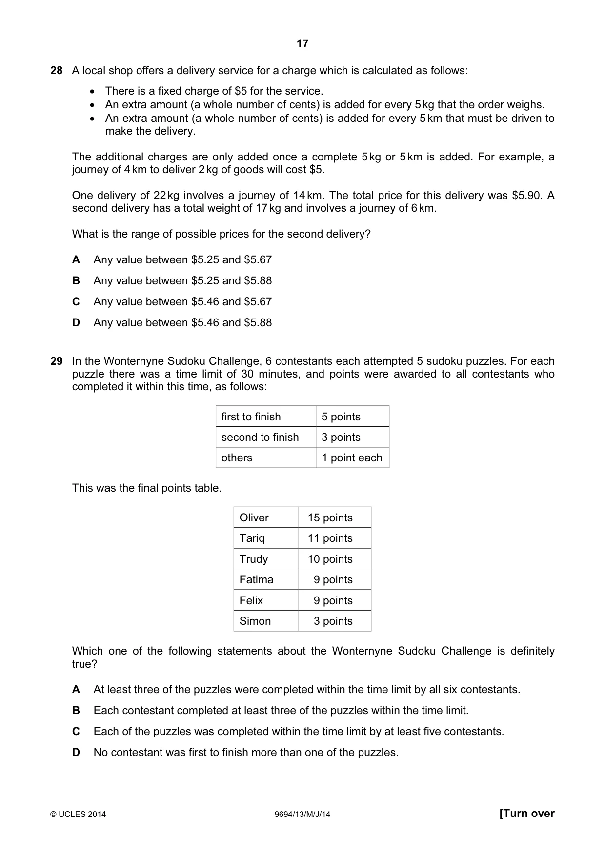 Cambridge A Level Thinking Skills 9694 2014 May/June Paper 1 · Variant 3 question paper, page 17 of 20