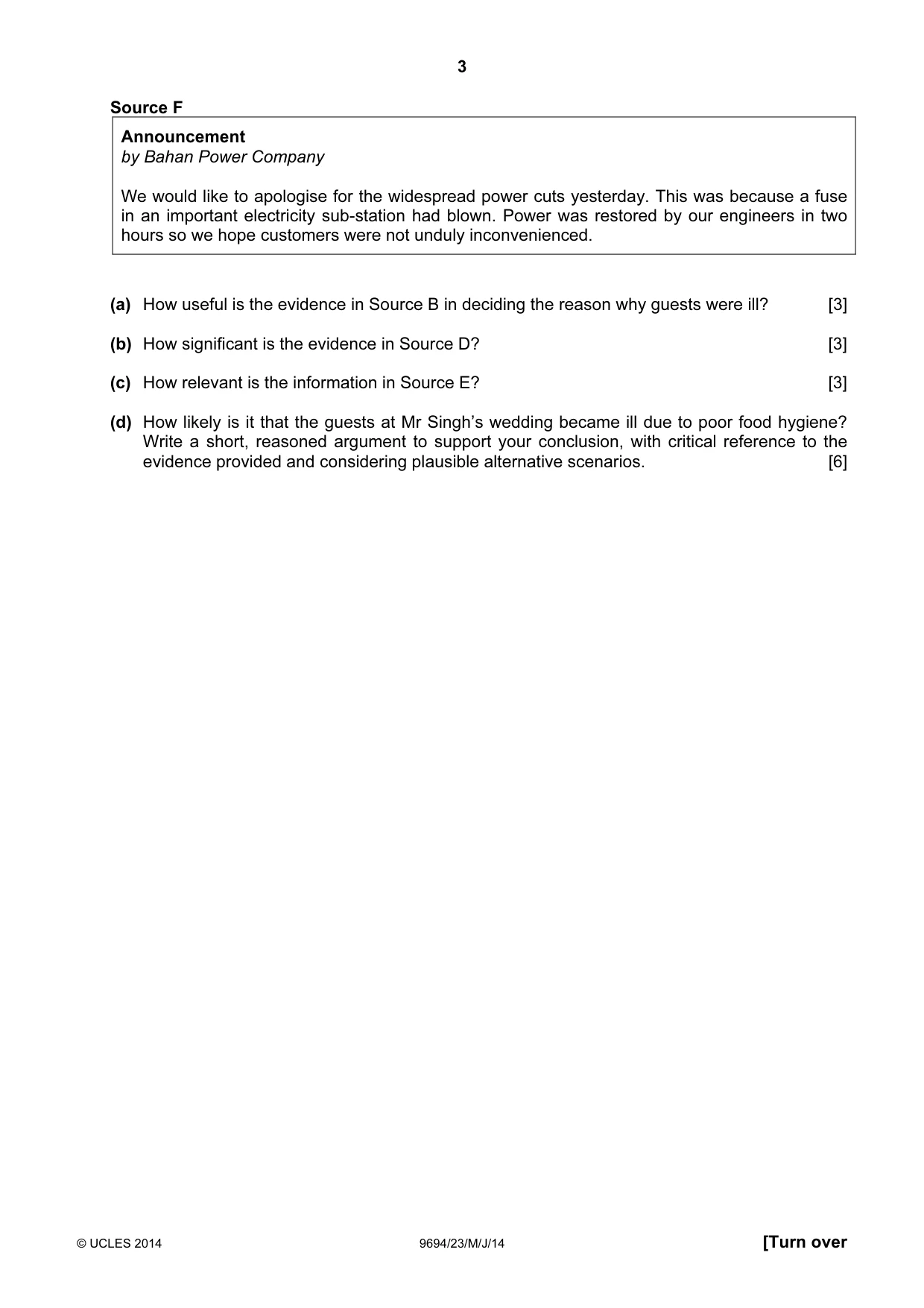 Cambridge A Level Thinking Skills 9694 2014 May/June Paper 2 · Variant 3 question paper, page 3 of 8