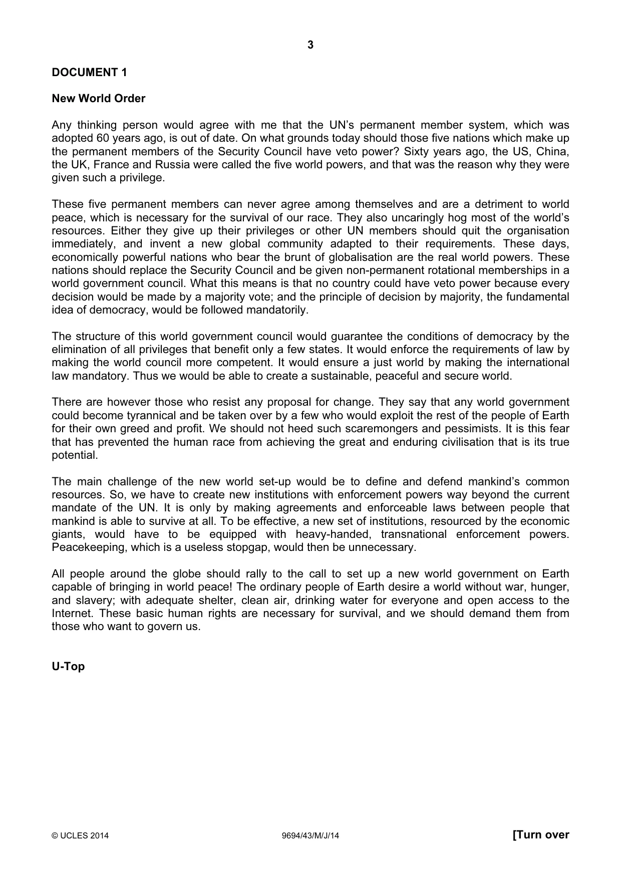 Cambridge A Level Thinking Skills 9694 2014 May/June Paper 4 · Variant 3 question paper, page 3 of 8