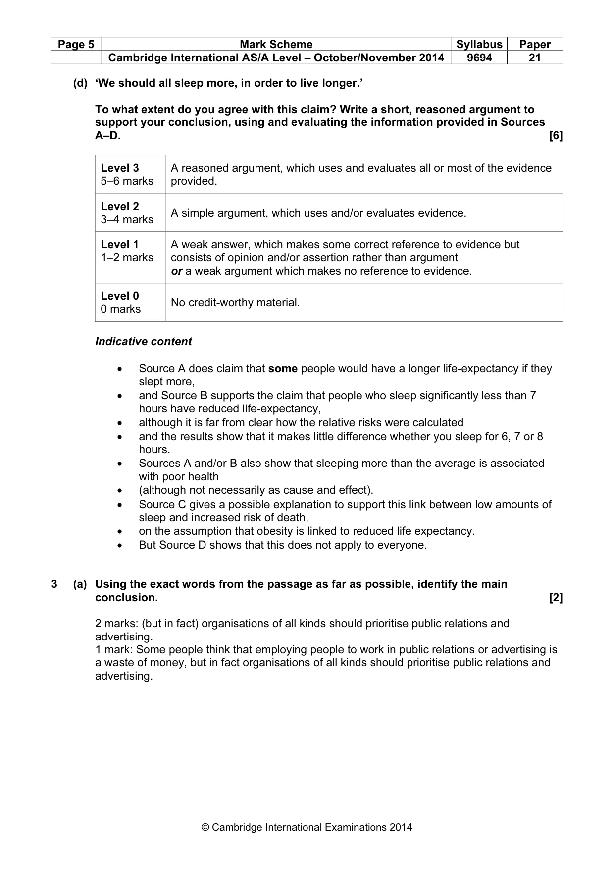 Mark scheme, page 5 of 7