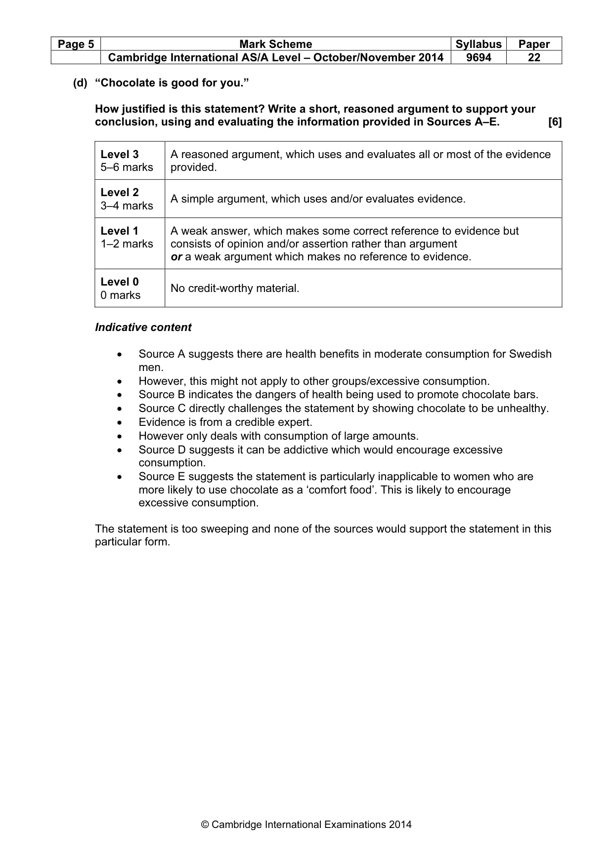Mark scheme, page 5 of 8