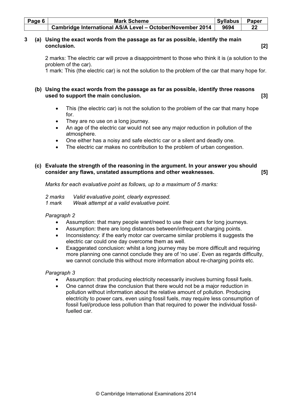 Mark scheme, page 6 of 8