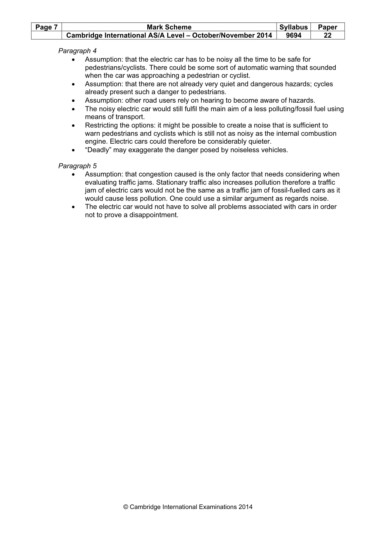 Mark scheme, page 7 of 8