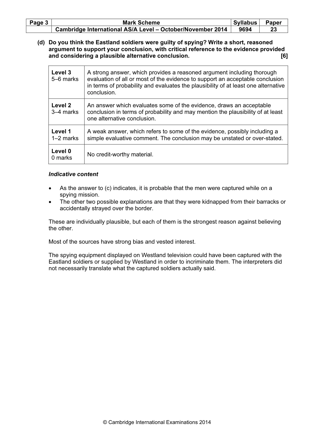 Mark scheme, page 3 of 9