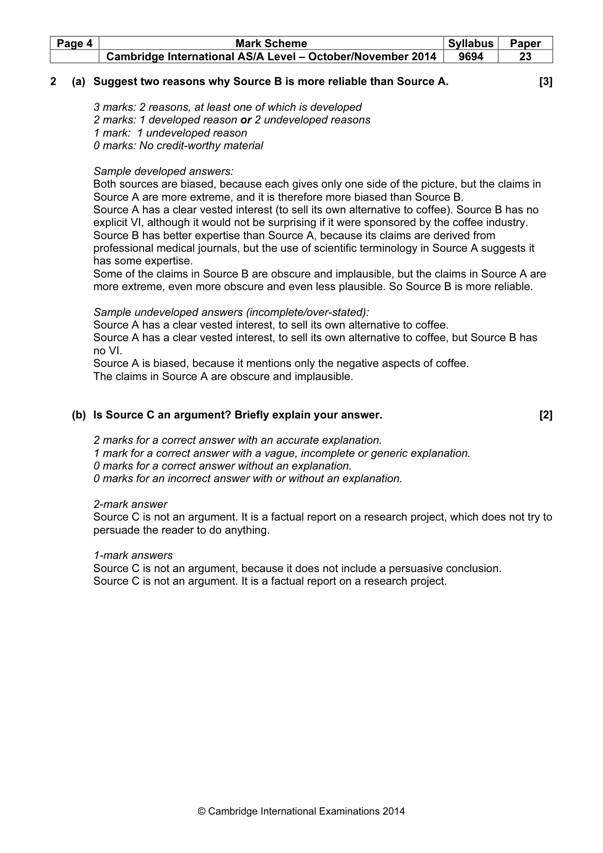 Mark scheme, page 4 of 9