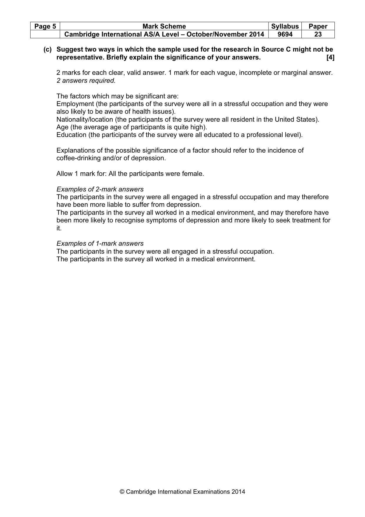 Mark scheme, page 5 of 9