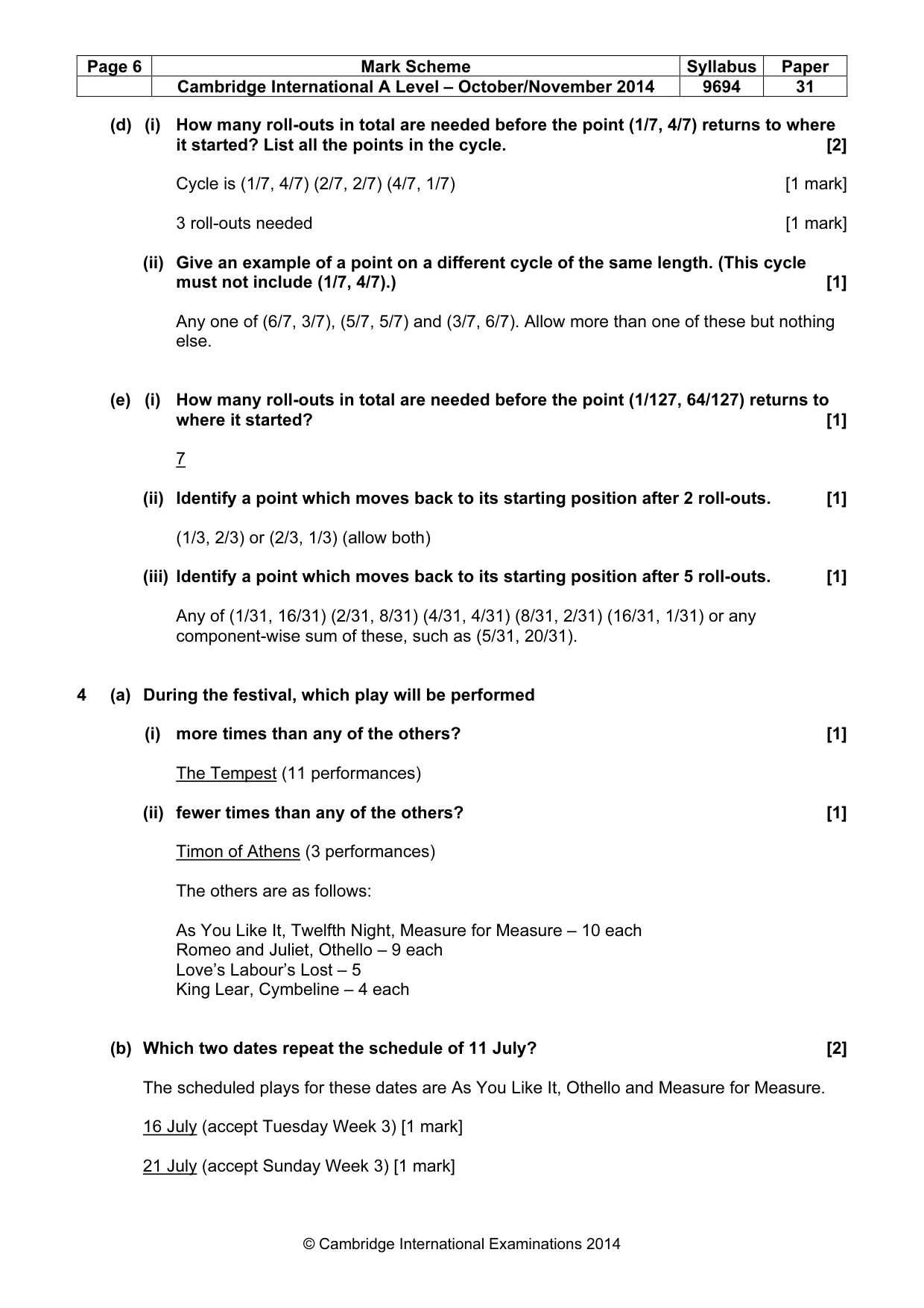 Mark scheme, page 6 of 8