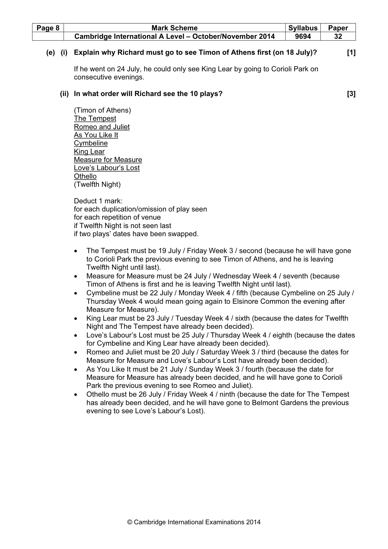 Mark scheme, page 8 of 8
