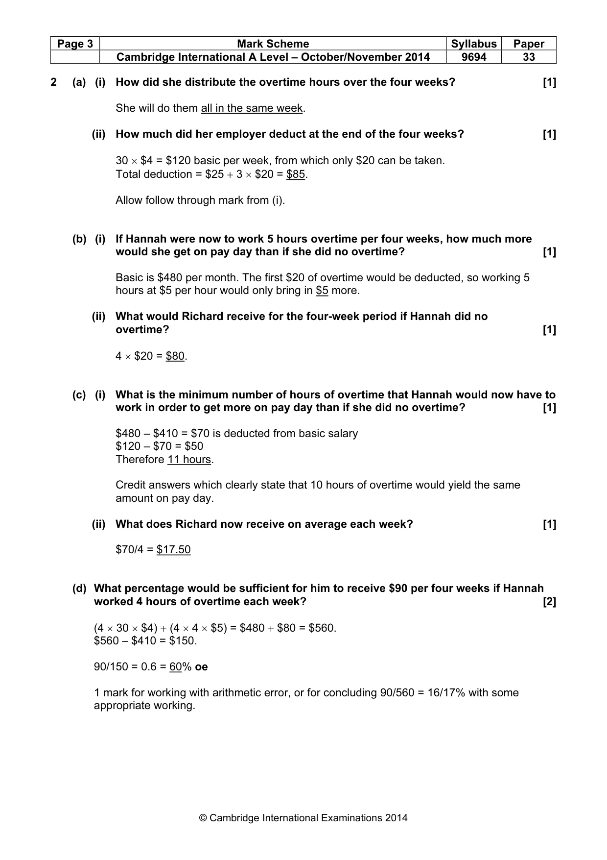 Mark scheme, page 3 of 7