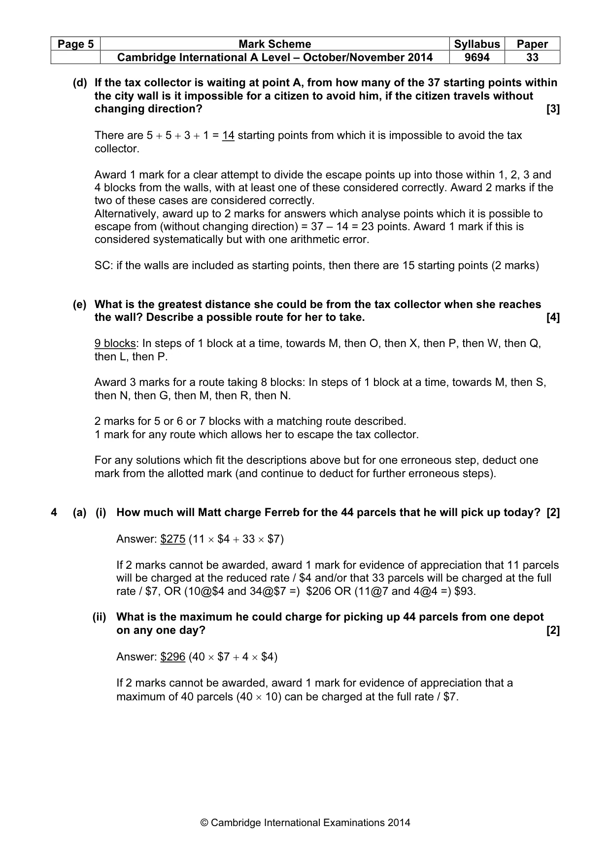 Mark scheme, page 5 of 7