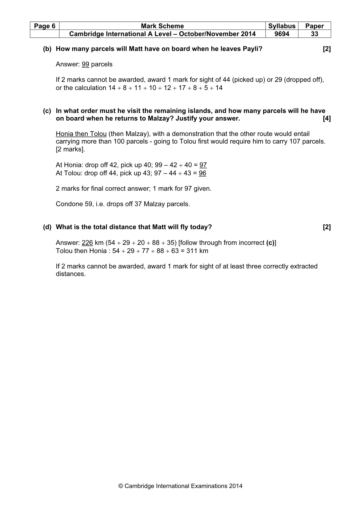 Mark scheme, page 6 of 7