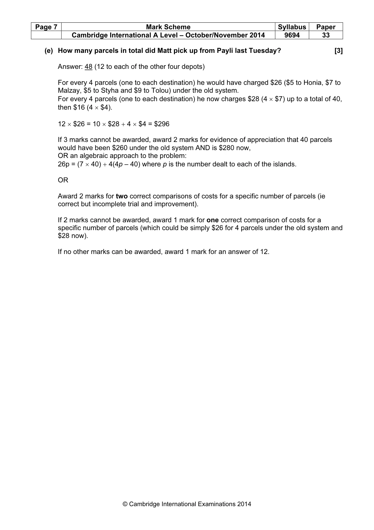 Mark scheme, page 7 of 7