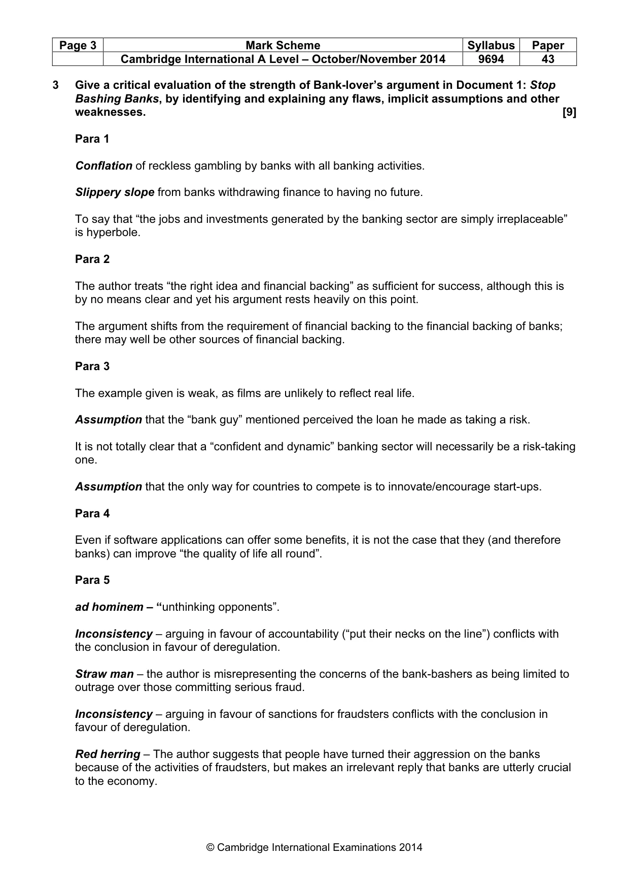 Mark scheme, page 3 of 6