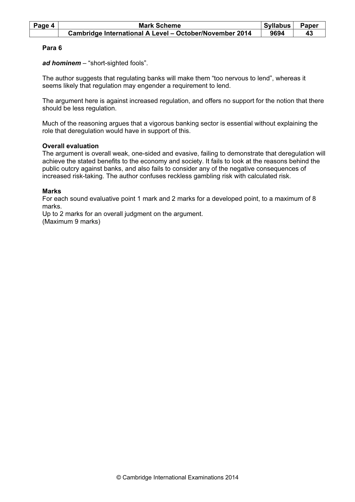 Mark scheme, page 4 of 6