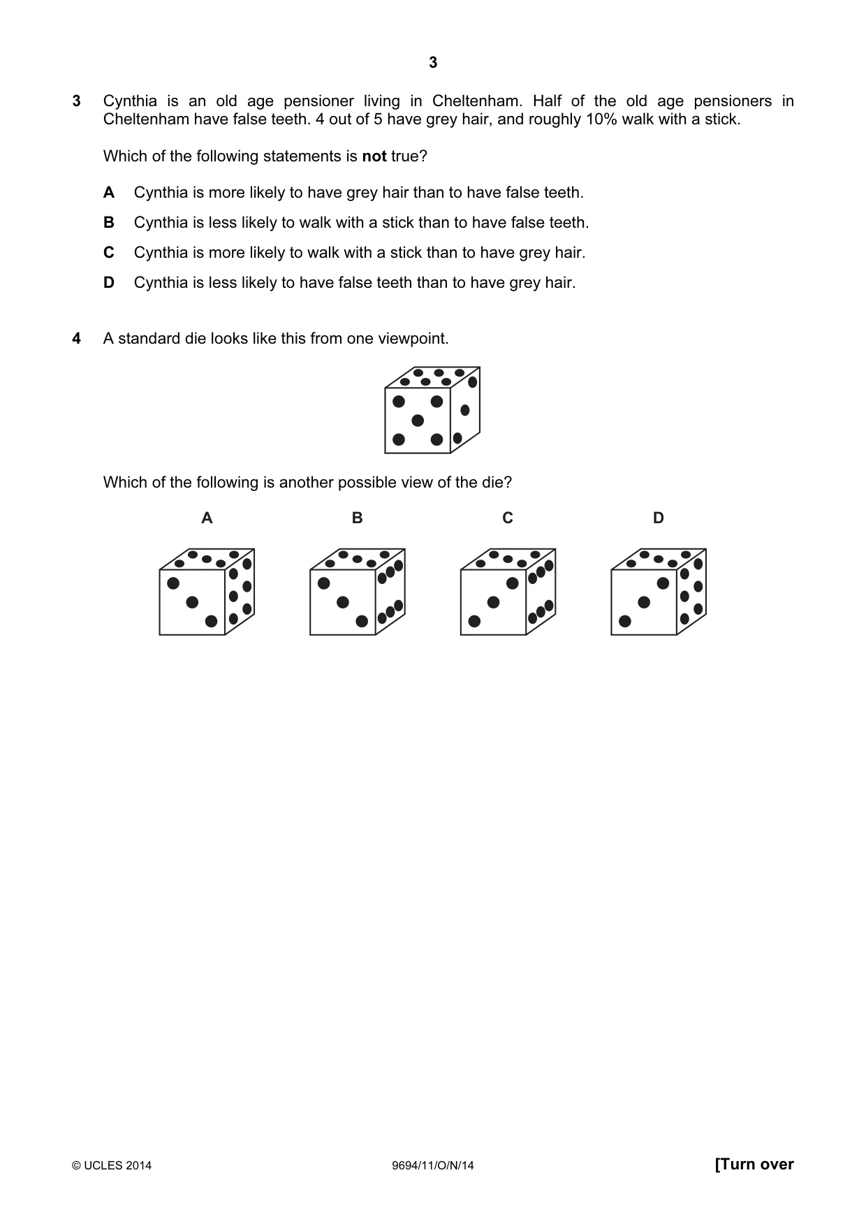 Cambridge A Level Thinking Skills 9694 2014 Oct/Nov Paper 1 · Variant 1 question paper, page 3 of 20