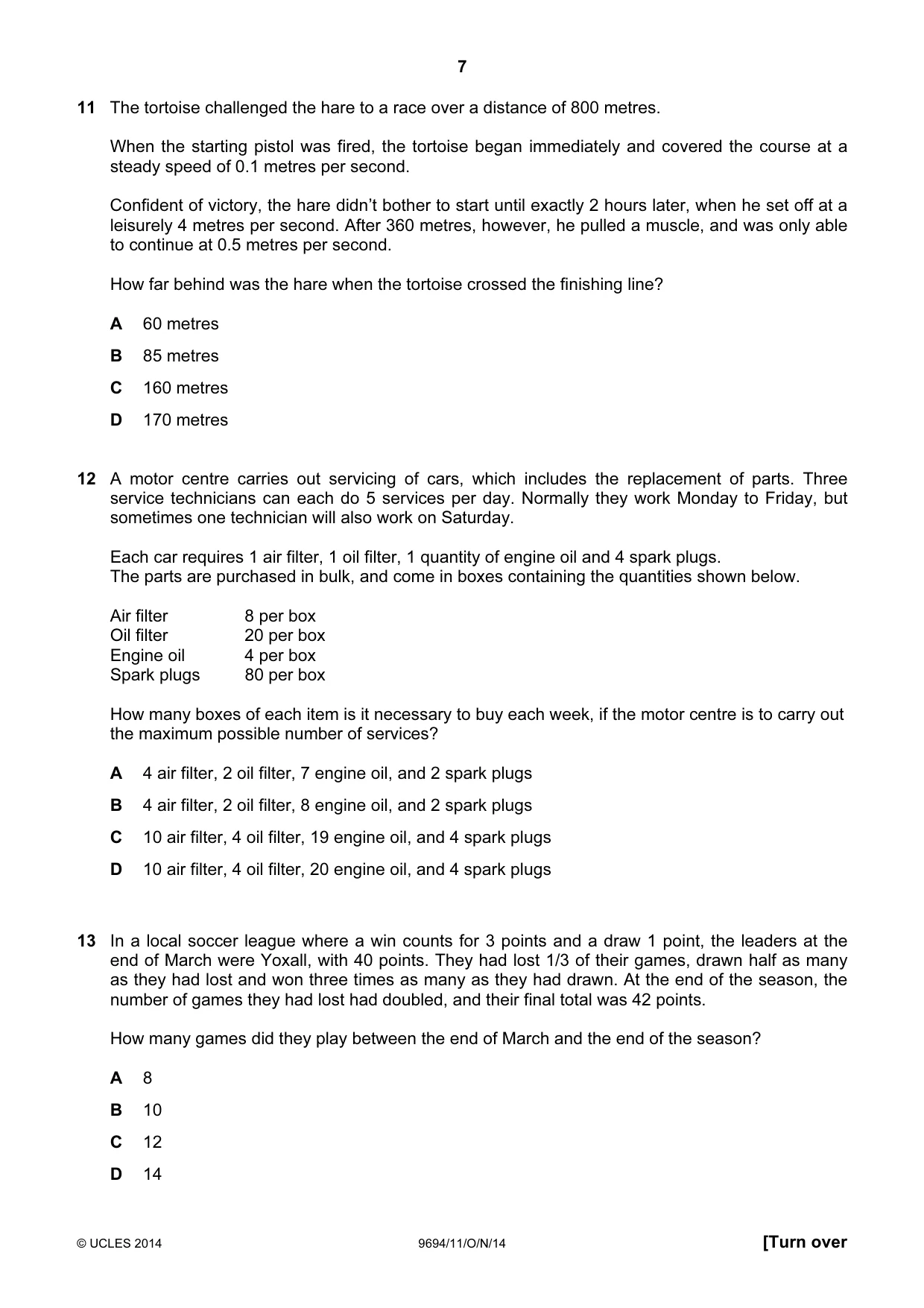 Cambridge A Level Thinking Skills 9694 2014 Oct/Nov Paper 1 · Variant 1 question paper, page 7 of 20