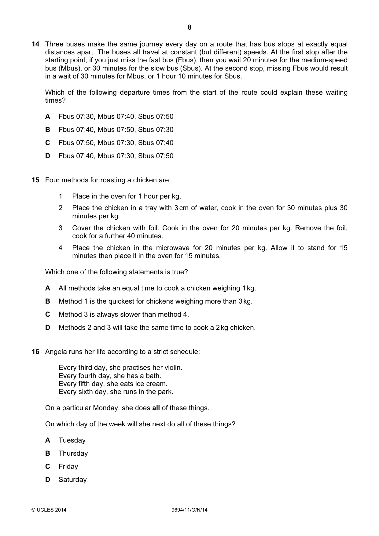 Cambridge A Level Thinking Skills 9694 2014 Oct/Nov Paper 1 · Variant 1 question paper, page 8 of 20