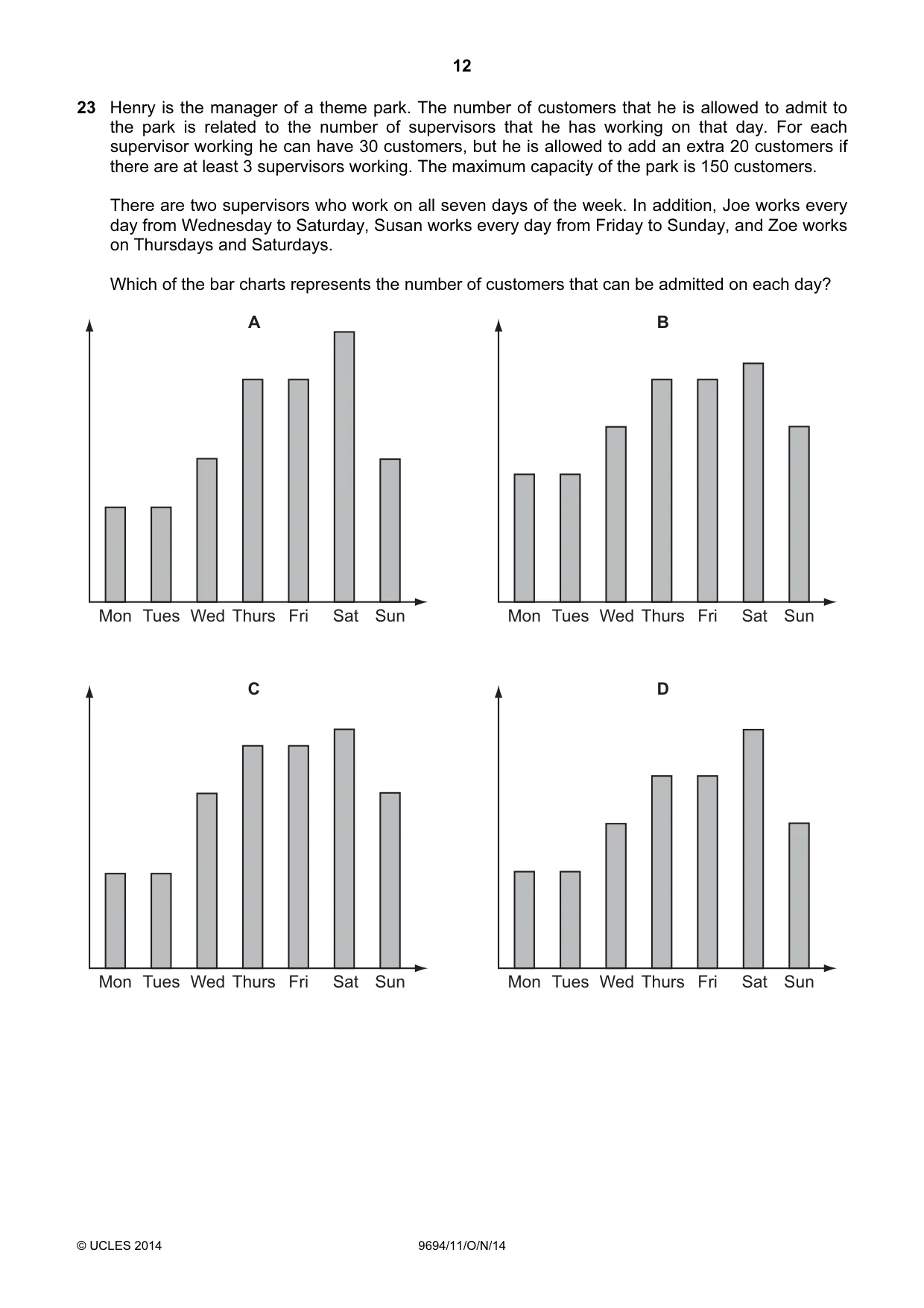 Cambridge A Level Thinking Skills 9694 2014 Oct/Nov Paper 1 · Variant 1 question paper, page 12 of 20