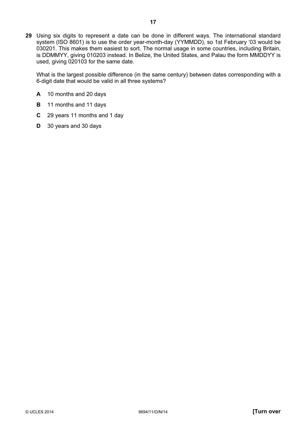 Cambridge A Level Thinking Skills 9694 2014 Oct/Nov Paper 1 · Variant 1 question paper, page 17 of 20