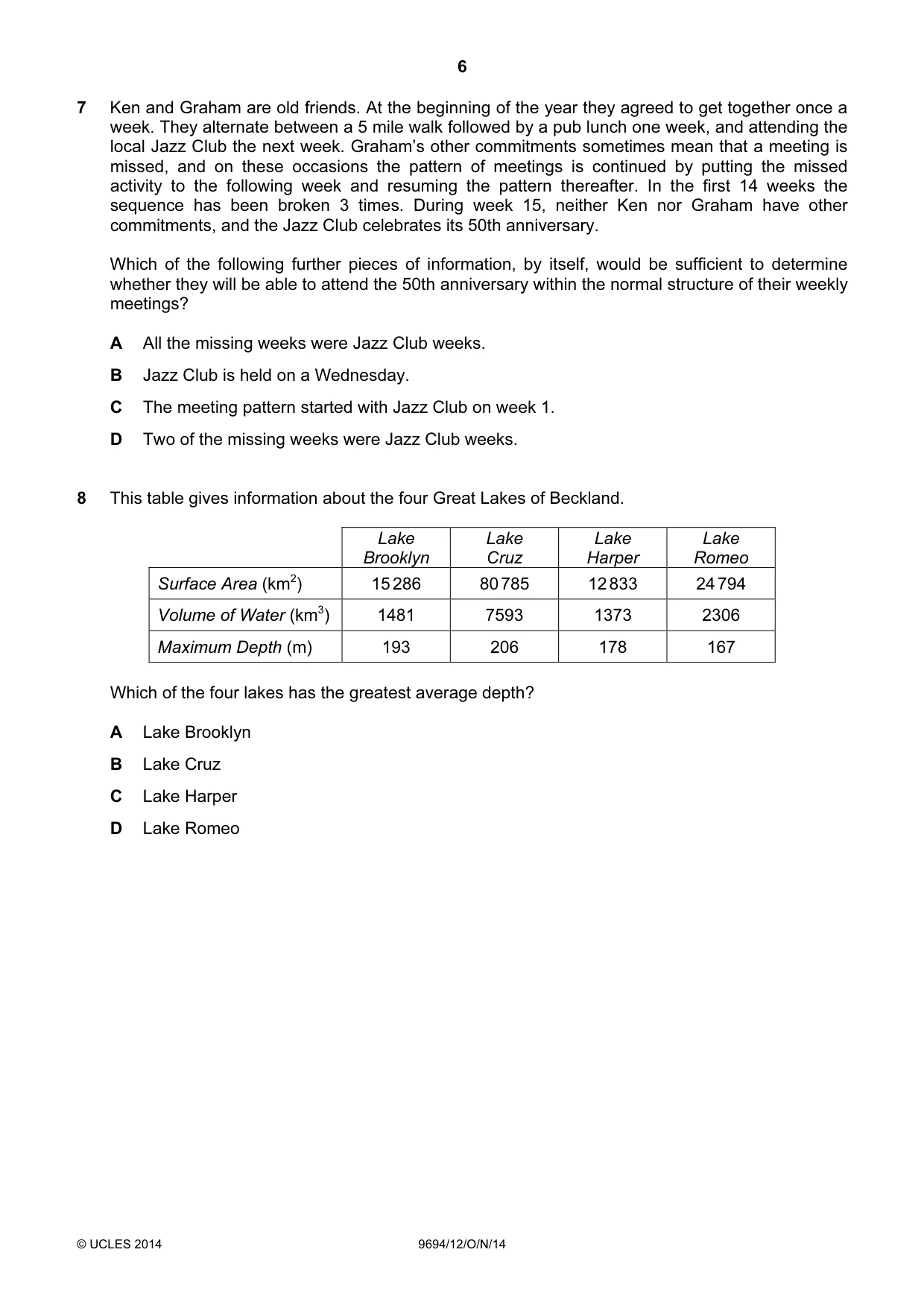 Cambridge A Level Thinking Skills 9694 2014 Oct/Nov Paper 1 · Variant 2 question paper, page 6 of 20