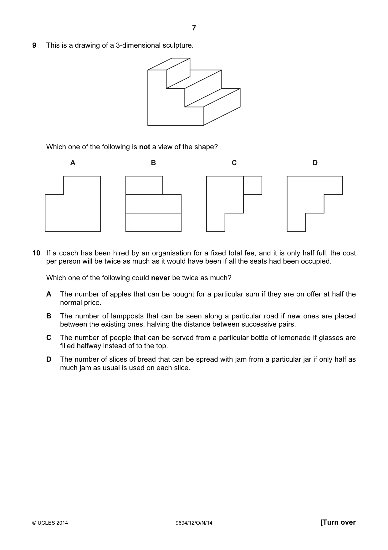 Cambridge A Level Thinking Skills 9694 2014 Oct/Nov Paper 1 · Variant 2 question paper, page 7 of 20