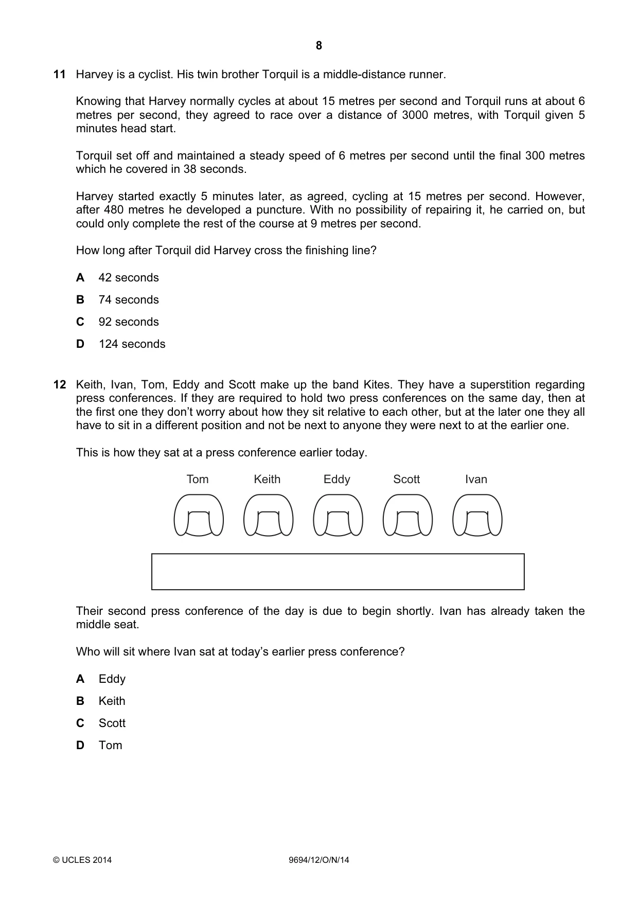Cambridge A Level Thinking Skills 9694 2014 Oct/Nov Paper 1 · Variant 2 question paper, page 8 of 20