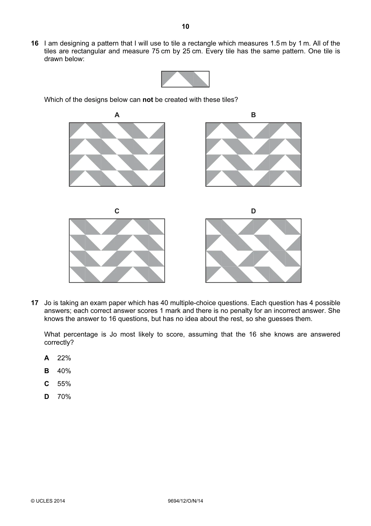 Cambridge A Level Thinking Skills 9694 2014 Oct/Nov Paper 1 · Variant 2 question paper, page 10 of 20