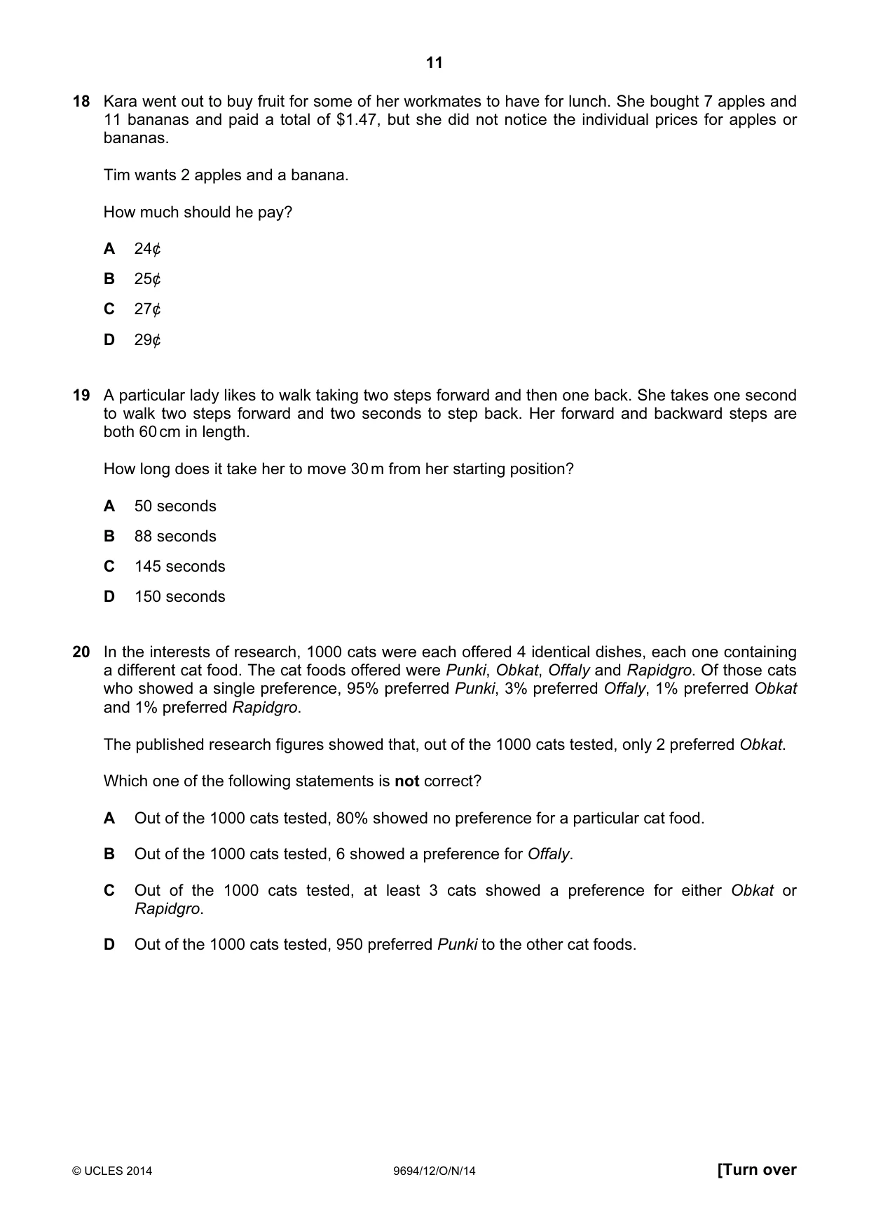 Cambridge A Level Thinking Skills 9694 2014 Oct/Nov Paper 1 · Variant 2 question paper, page 11 of 20