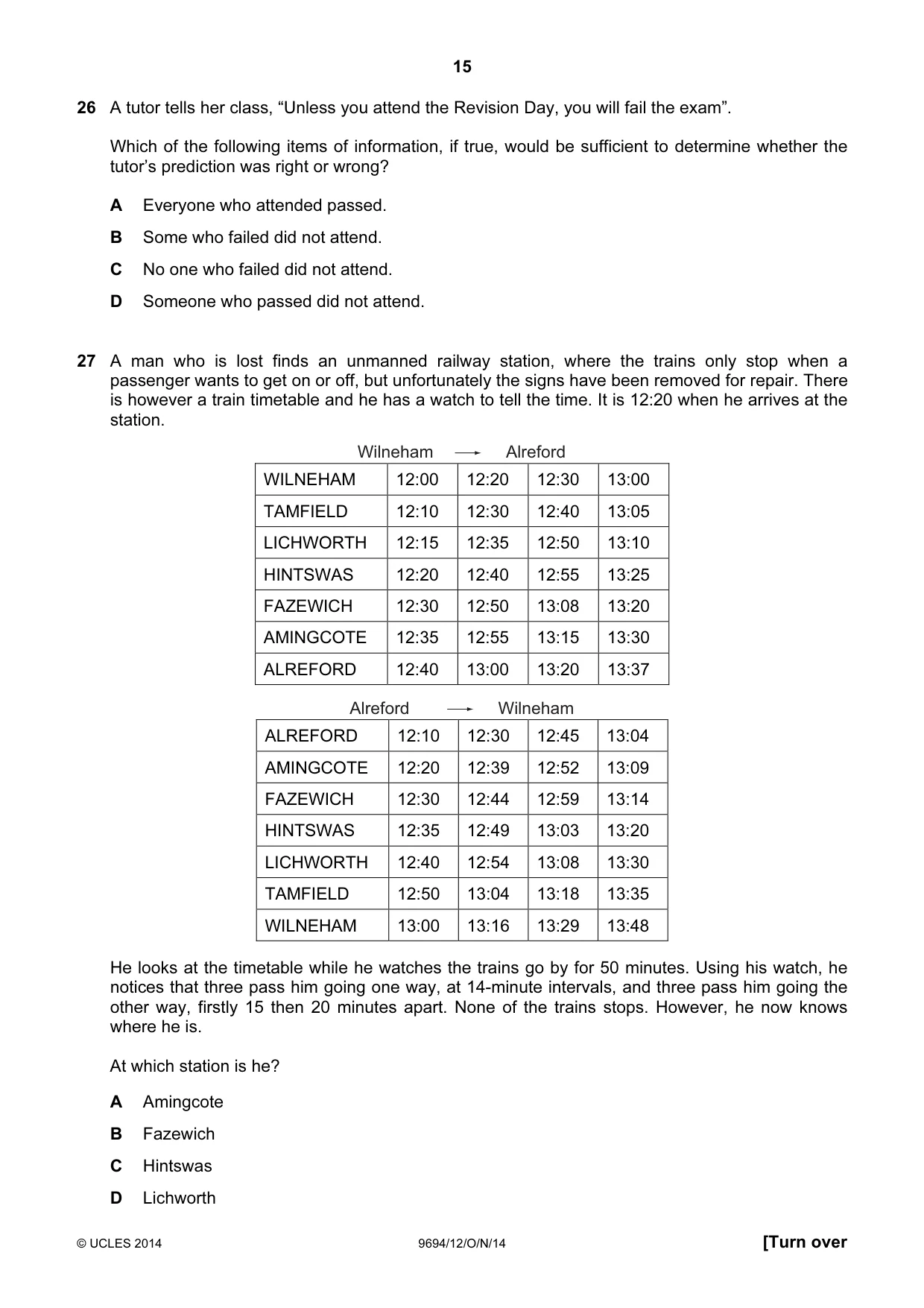 Cambridge A Level Thinking Skills 9694 2014 Oct/Nov Paper 1 · Variant 2 question paper, page 15 of 20