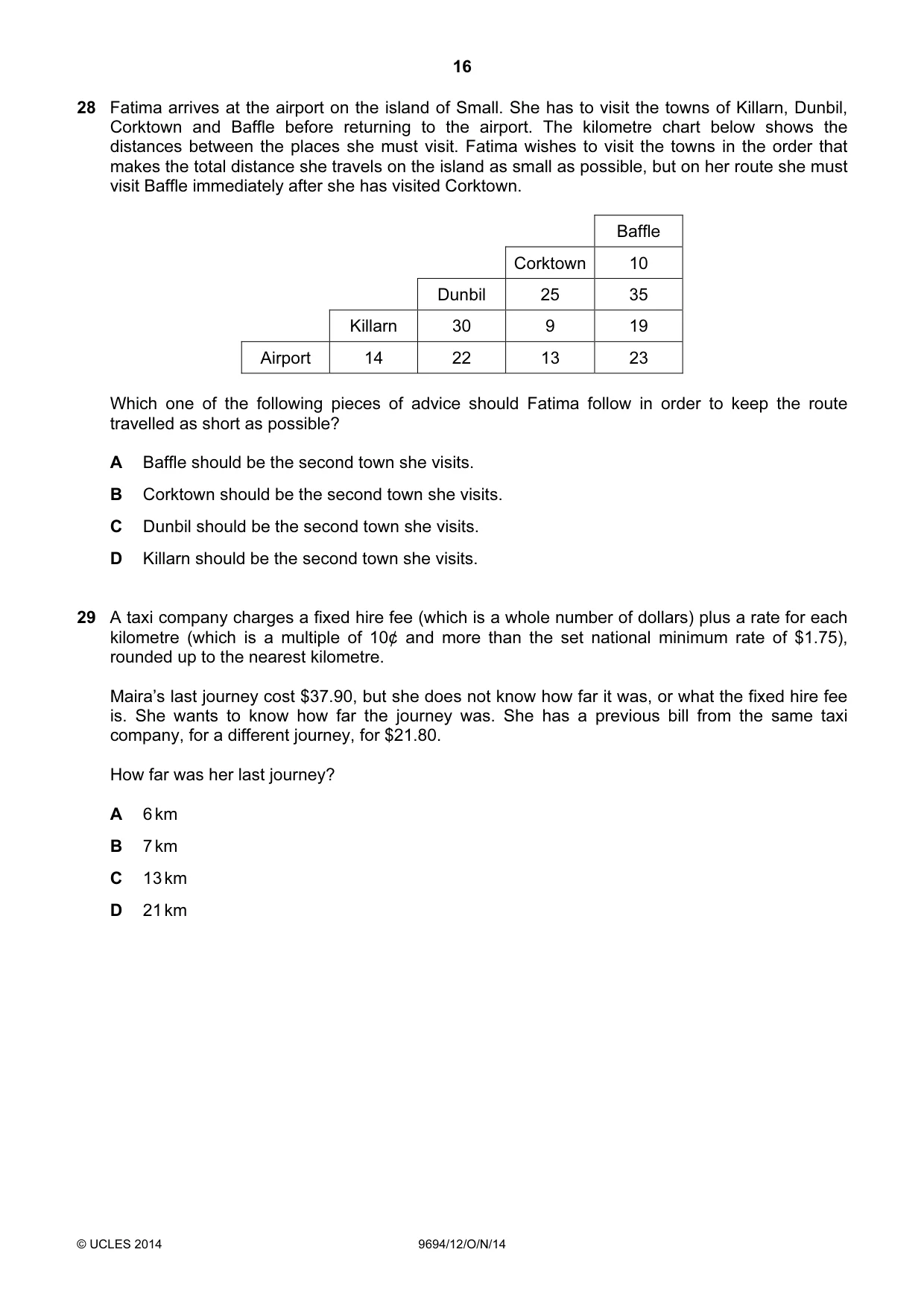 Cambridge A Level Thinking Skills 9694 2014 Oct/Nov Paper 1 · Variant 2 question paper, page 16 of 20