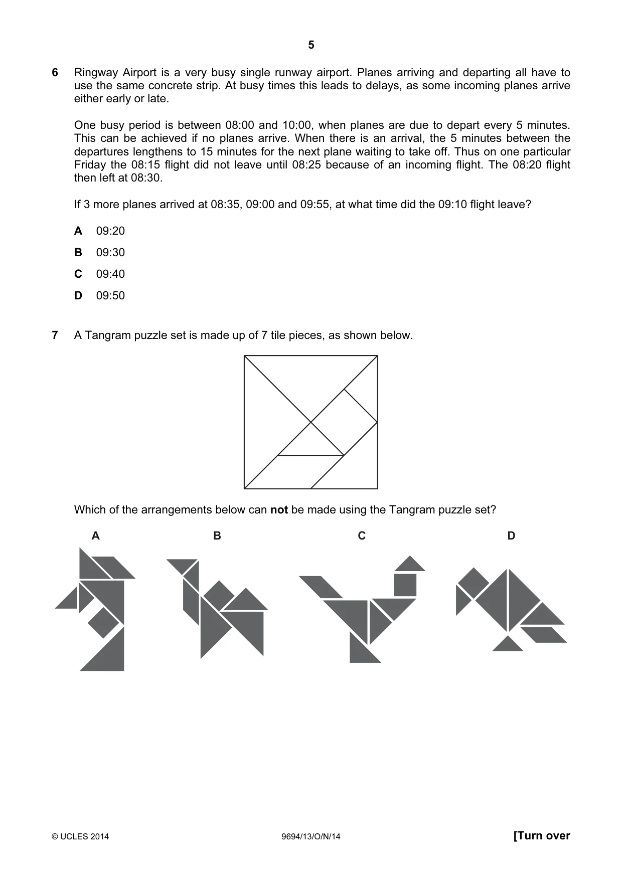 Cambridge A Level Thinking Skills 9694 2014 Oct/Nov Paper 1 · Variant 3 question paper, page 5 of 20