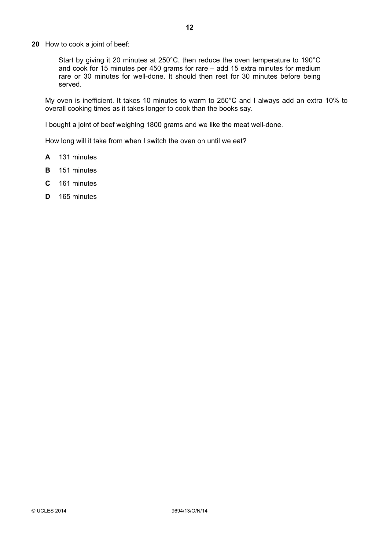Cambridge A Level Thinking Skills 9694 2014 Oct/Nov Paper 1 · Variant 3 question paper, page 12 of 20