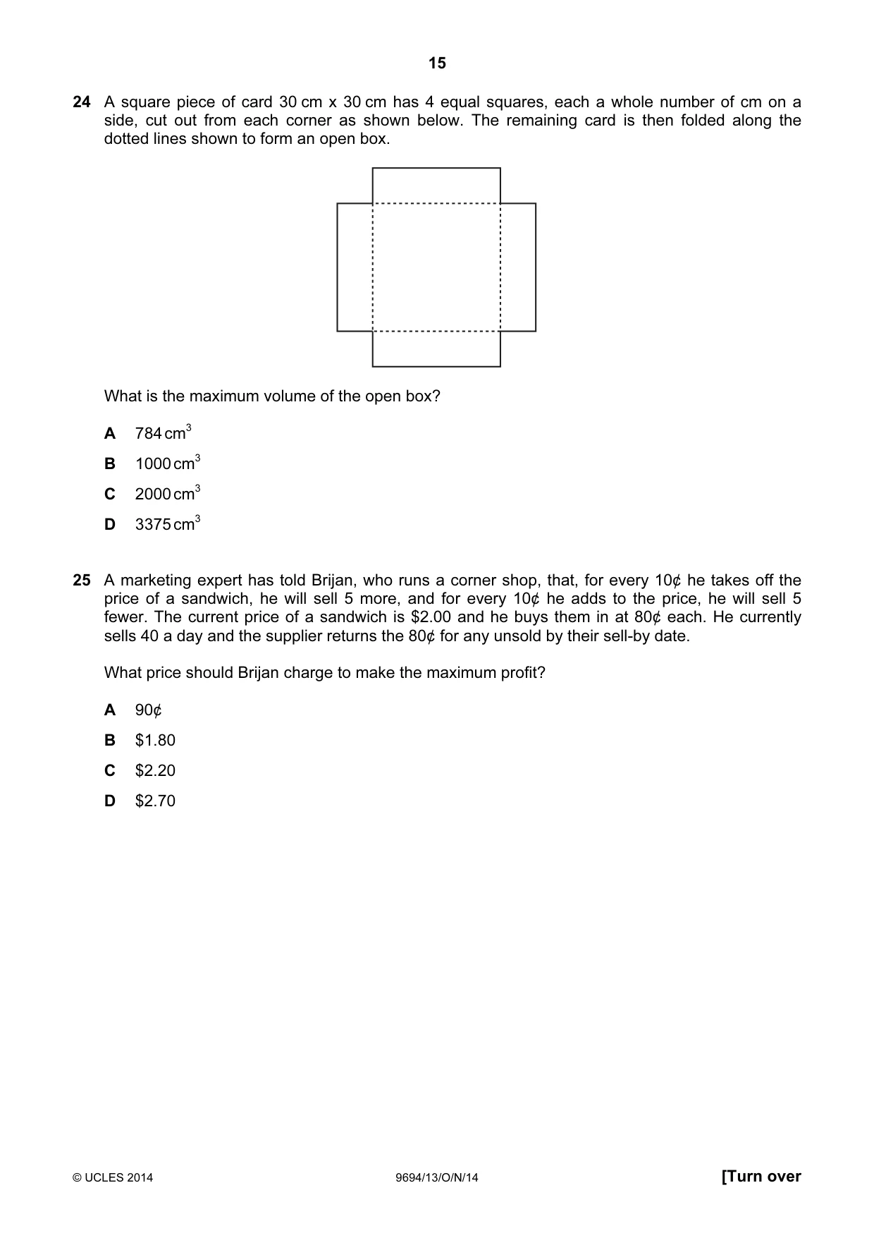 Cambridge A Level Thinking Skills 9694 2014 Oct/Nov Paper 1 · Variant 3 question paper, page 15 of 20