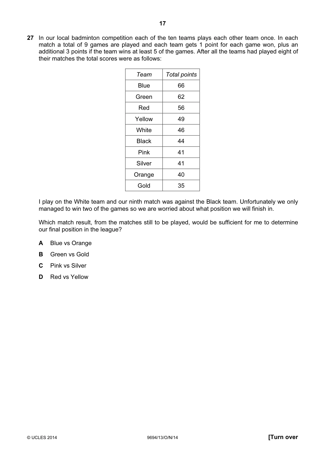 Cambridge A Level Thinking Skills 9694 2014 Oct/Nov Paper 1 · Variant 3 question paper, page 17 of 20
