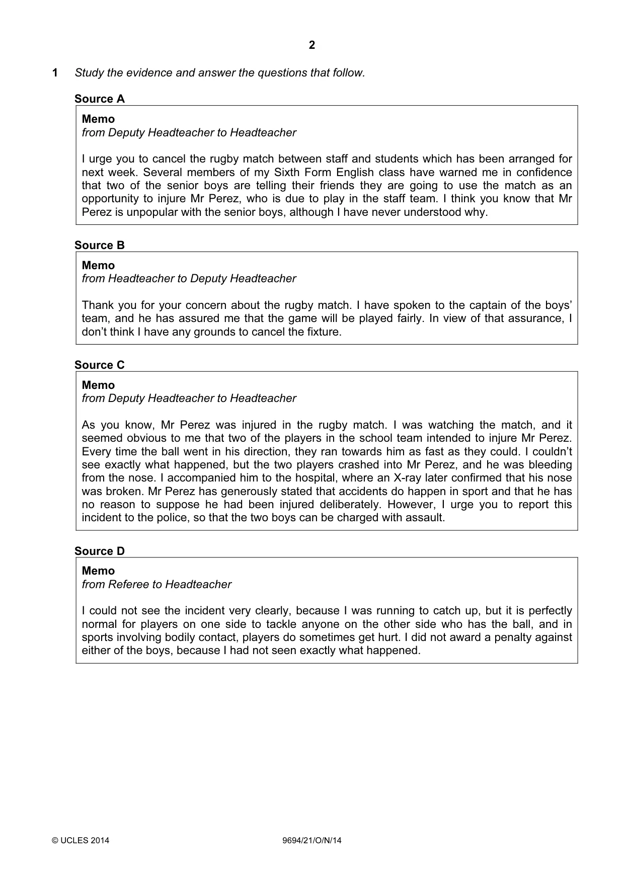 Cambridge A Level Thinking Skills 9694 2014 Oct/Nov Paper 2 · Variant 1 question paper, page 2 of 8