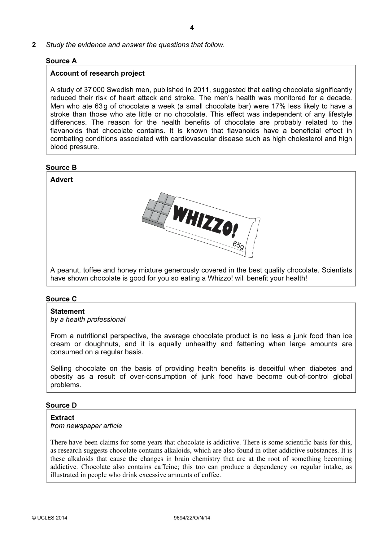 Cambridge A Level Thinking Skills 9694 2014 Oct/Nov Paper 2 · Variant 2 question paper, page 4 of 8