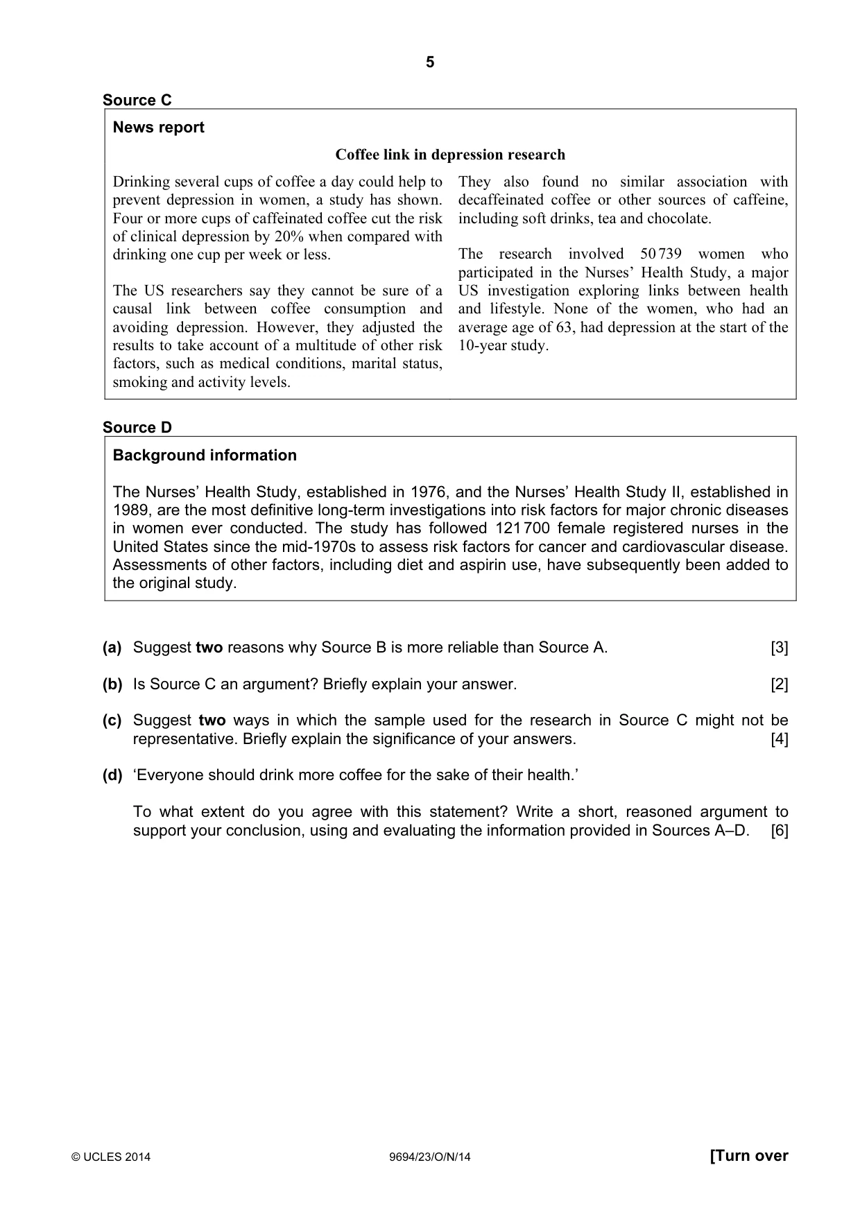 Cambridge A Level Thinking Skills 9694 2014 Oct/Nov Paper 2 · Variant 3 question paper, page 5 of 8