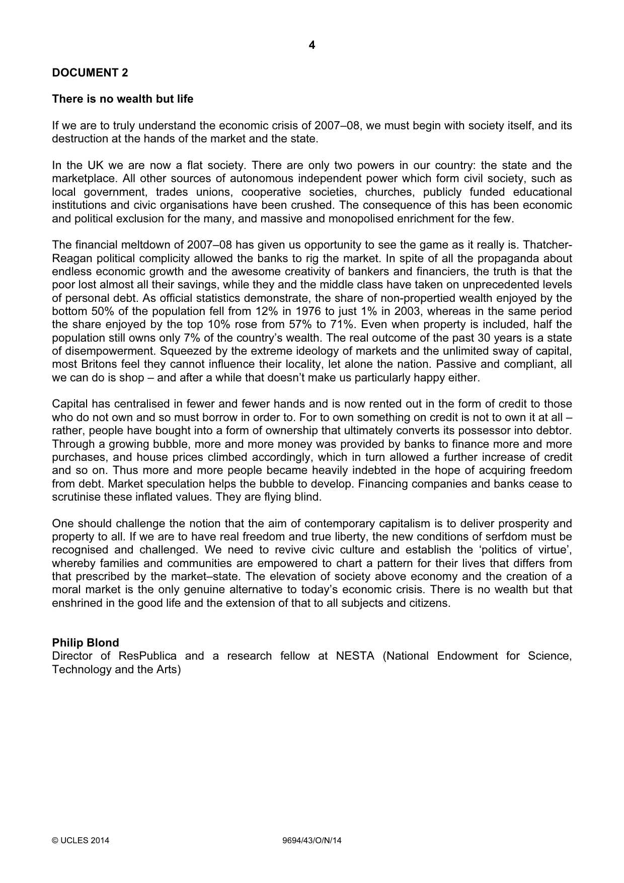 Cambridge A Level Thinking Skills 9694 2014 Oct/Nov Paper 4 · Variant 3 question paper, page 4 of 8
