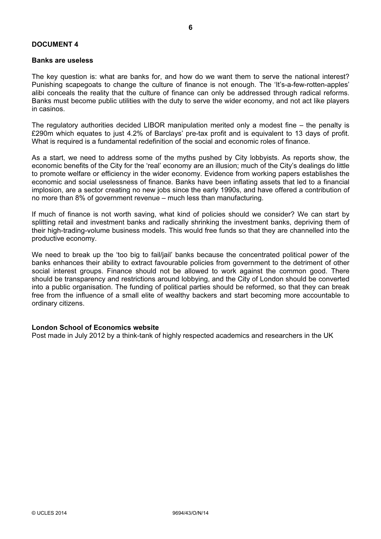 Cambridge A Level Thinking Skills 9694 2014 Oct/Nov Paper 4 · Variant 3 question paper, page 6 of 8